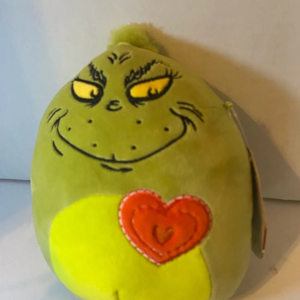 Grinch Green Heart Plush Holiday Pillow